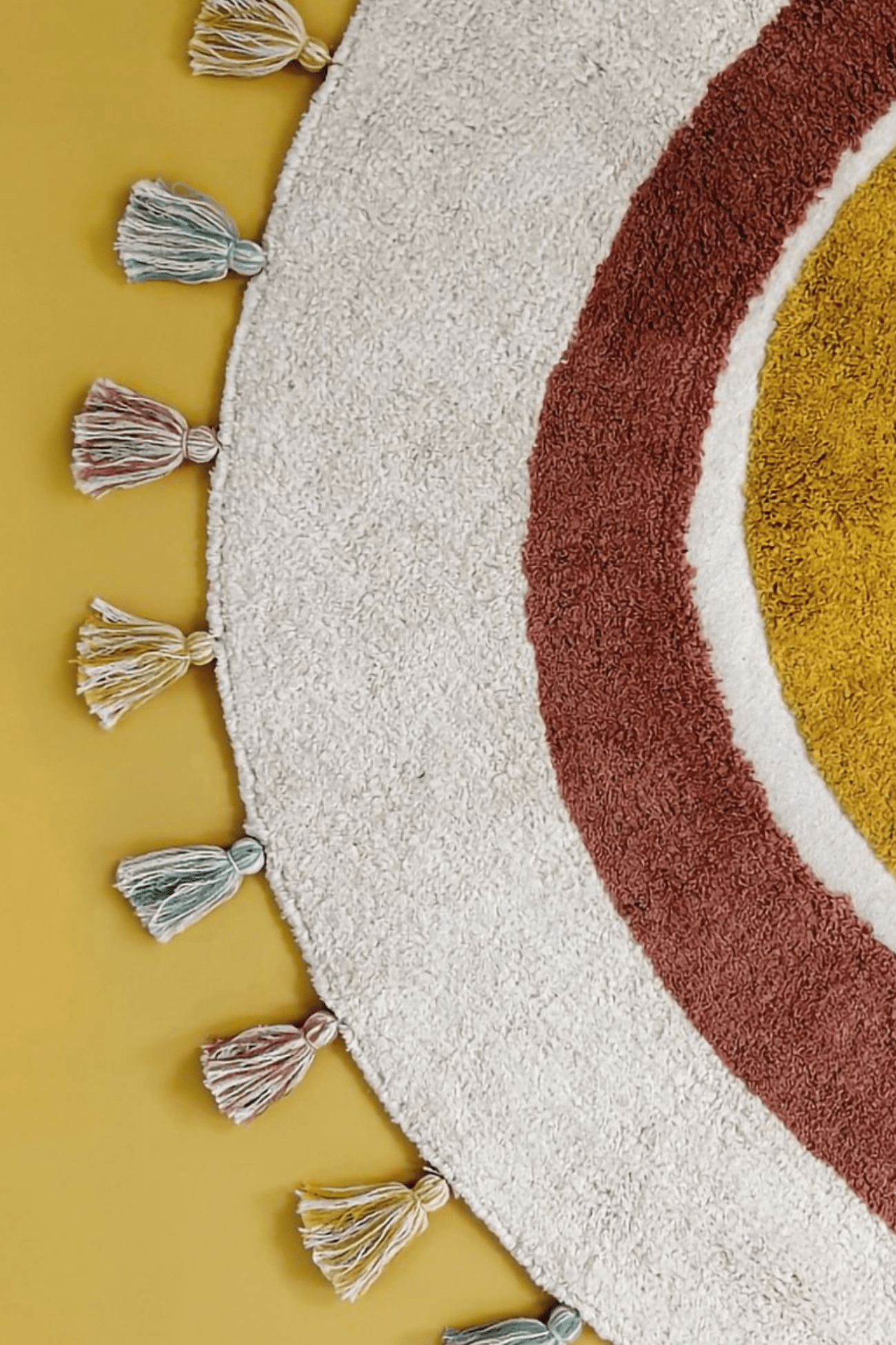 Nattiot Rainbow Tappeto tondo in cotone con fantasia arcobaleno 112cm