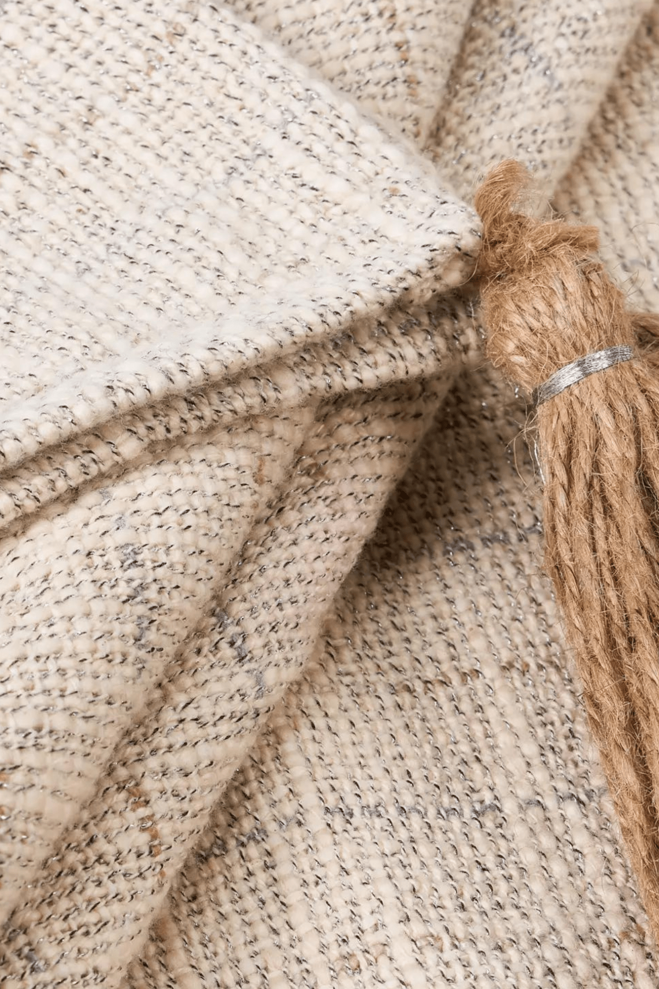 Novità Home Dusur Coperta in cotone con nappe in juta 170x130