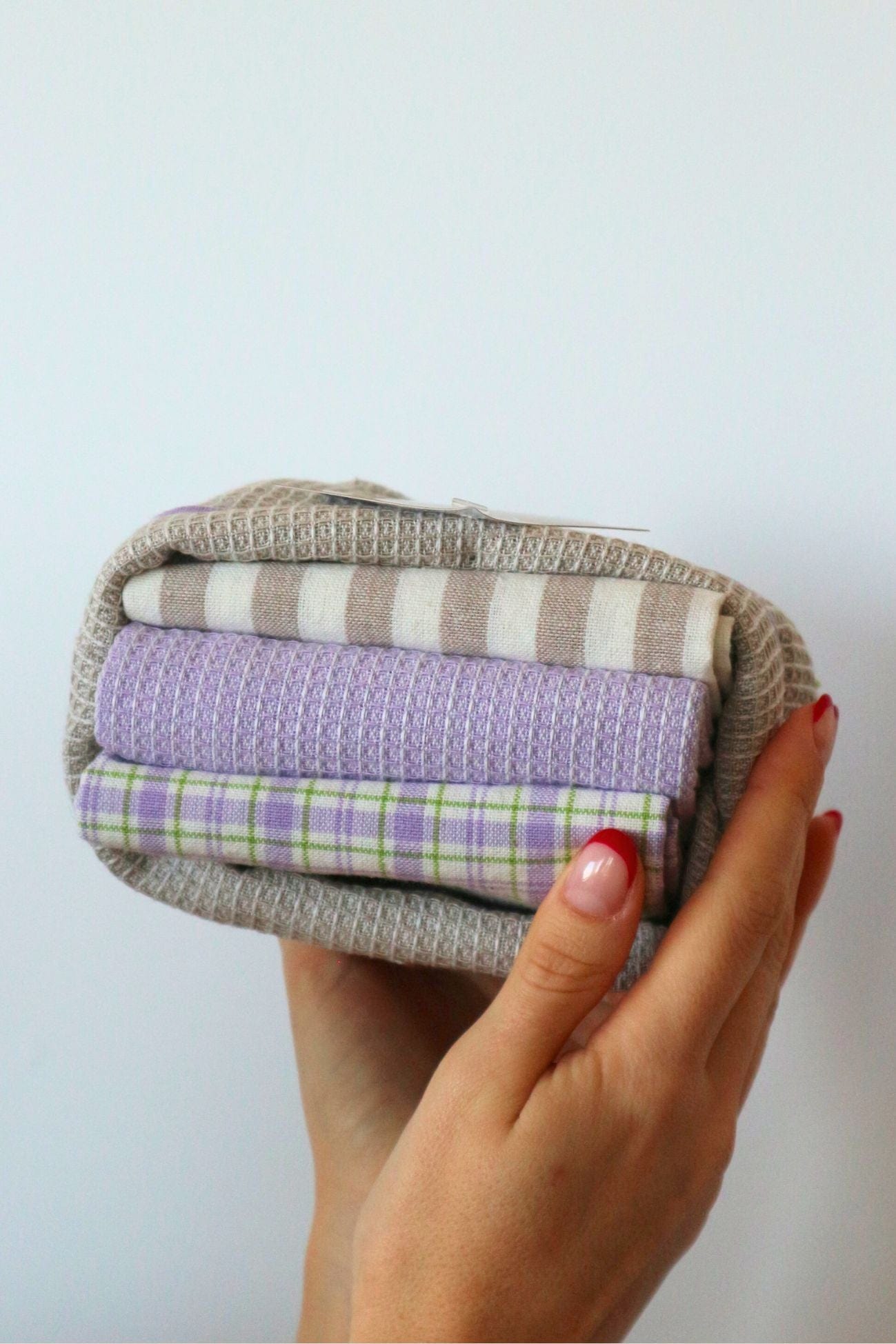 Nuvole di Stoffa Ice Cream Ice Cream - Set di 3 canovacci e cestino grigio in cotone | Nuvole di Stoffa