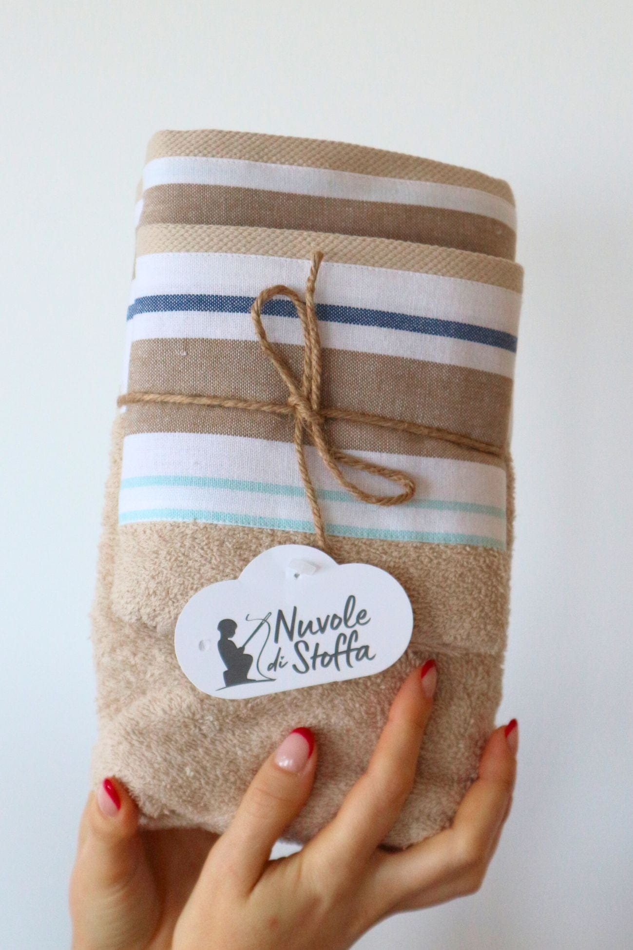 Nuvole di Stoffa Nautilus Nautilus - Coppia asciugamano viso e ospite in cotone beige | Nuvole di Stoffa