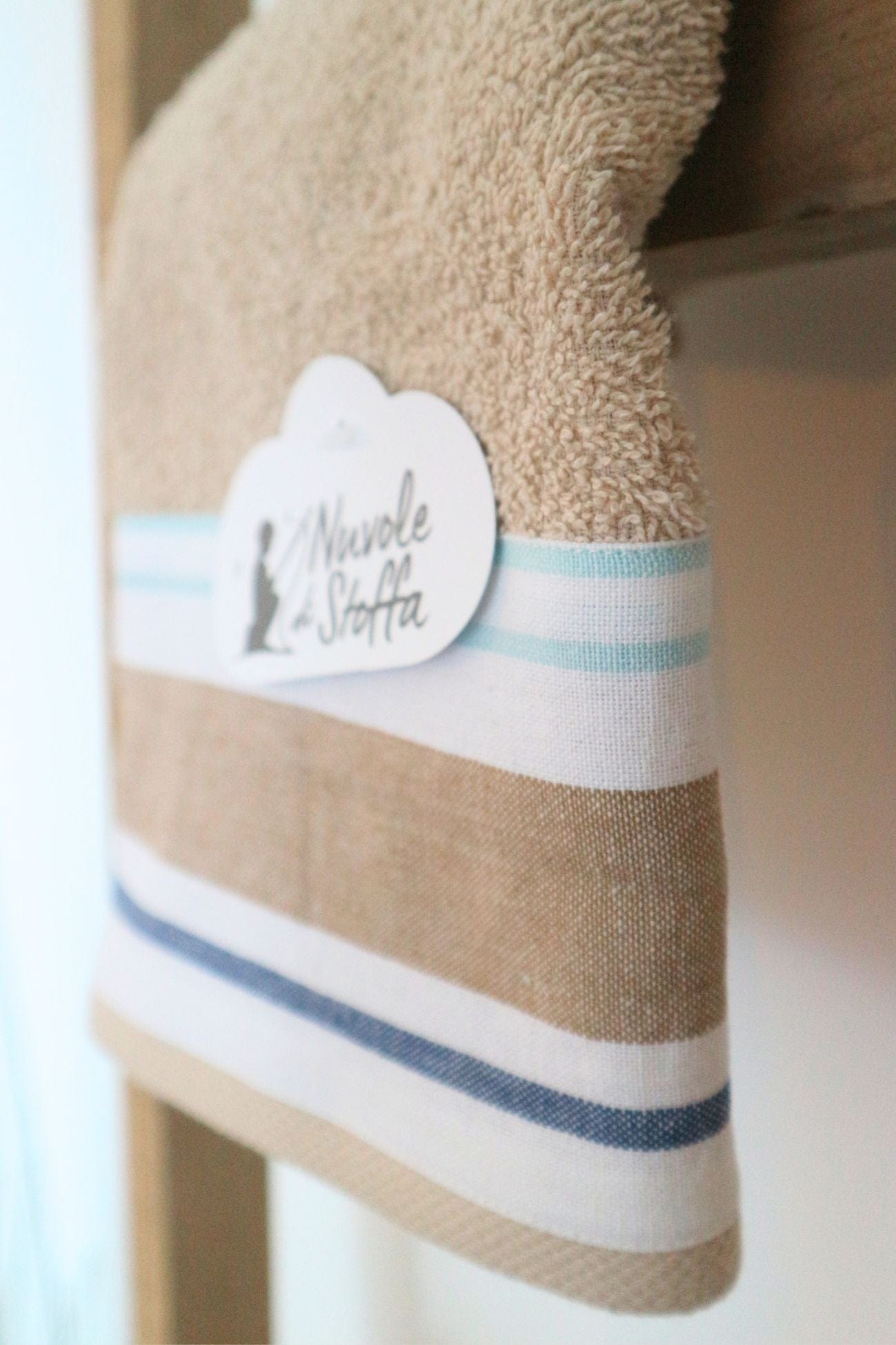 Nuvole di Stoffa Nautilus Nautilus - Coppia asciugamano viso e ospite in cotone beige | Nuvole di Stoffa