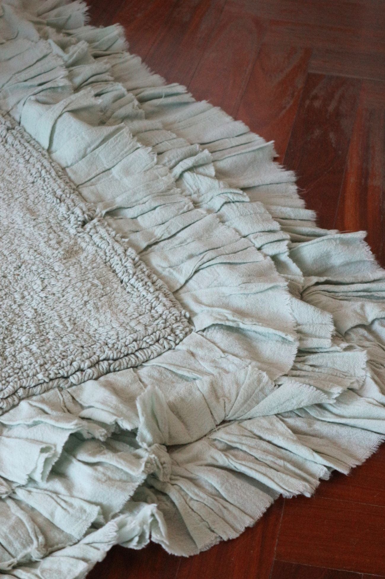 Nuvole di Stoffa Nuage Nuage - Tappeto in cotone verde rettangolare con frange | Nuvole di Stoffa