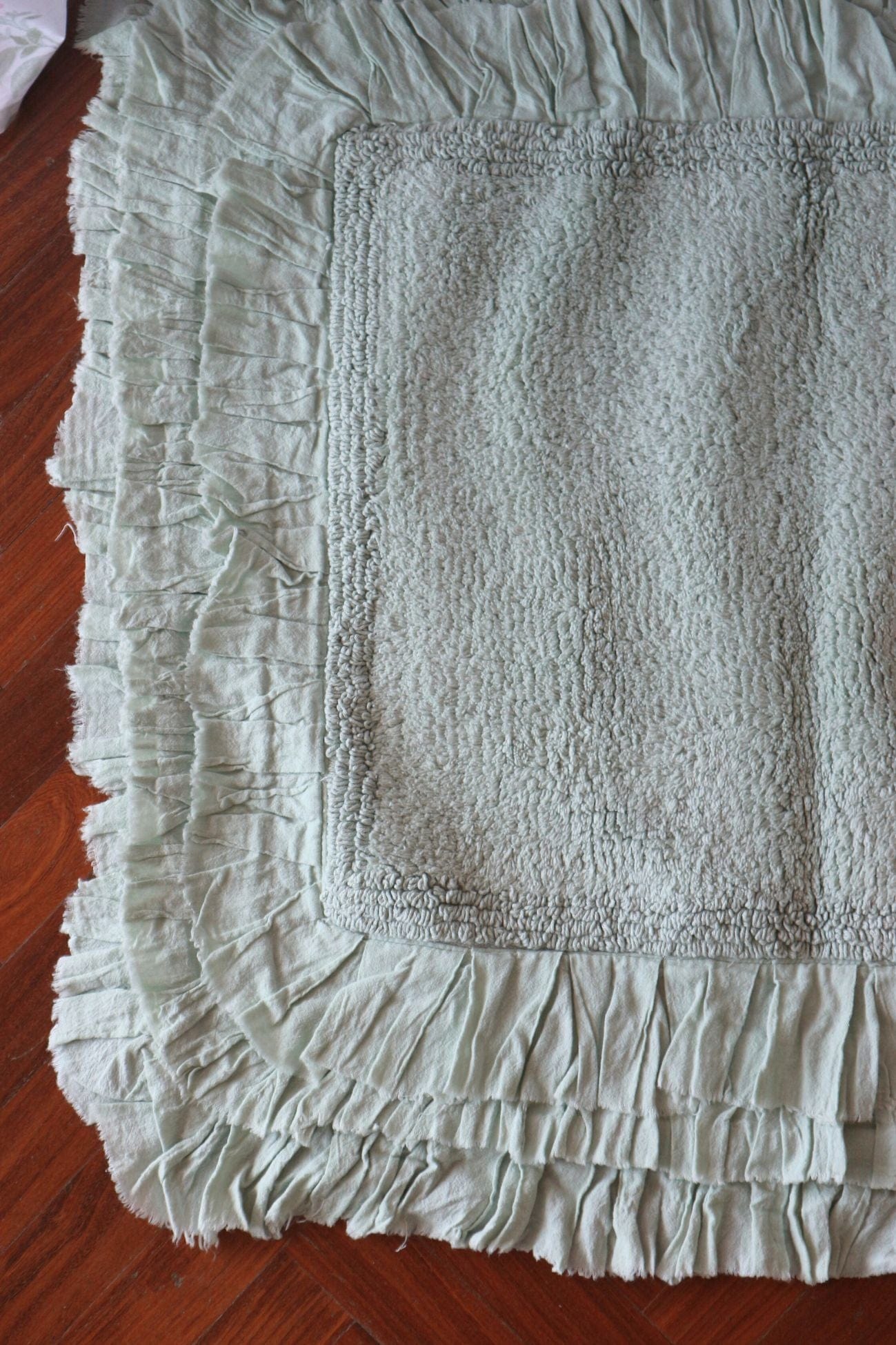 Nuvole di Stoffa Nuage Nuage - Tappeto in cotone verde rettangolare con frange | Nuvole di Stoffa