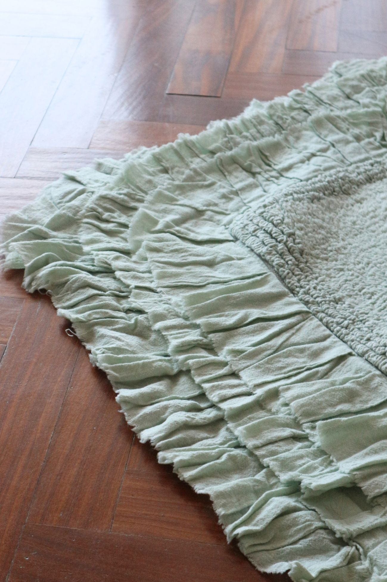 Nuvole di Stoffa Nuage Nuage - Tappeto in cotone verde rettangolare con frange | Nuvole di Stoffa