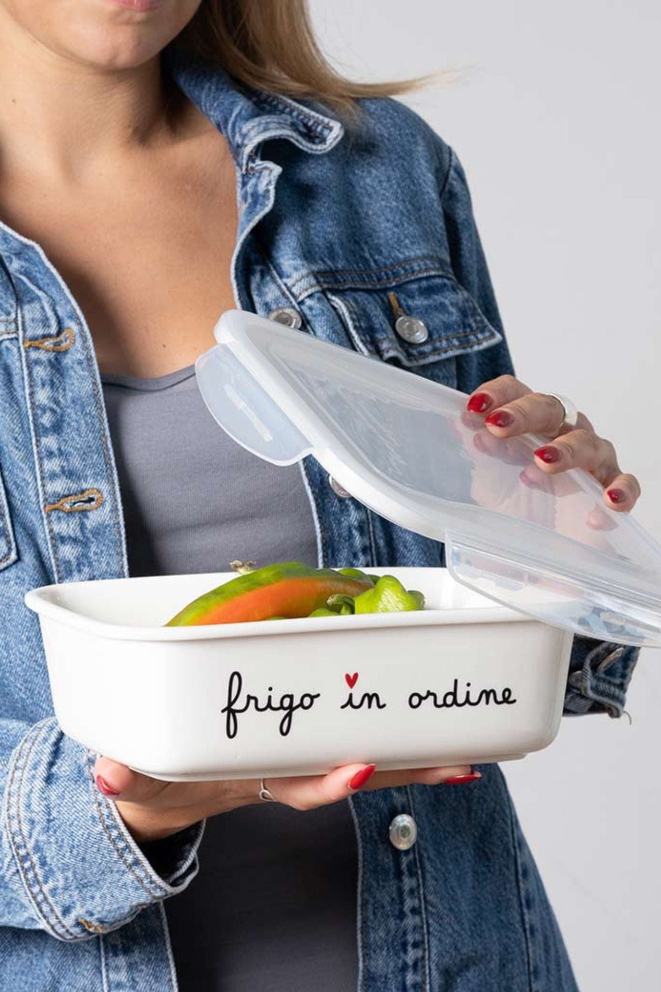 Simple Day Frigo In Ordine Frigo In Ordine - Contenitore in gres con decoro Frigo In Ordine - tg. XL | Simple Day