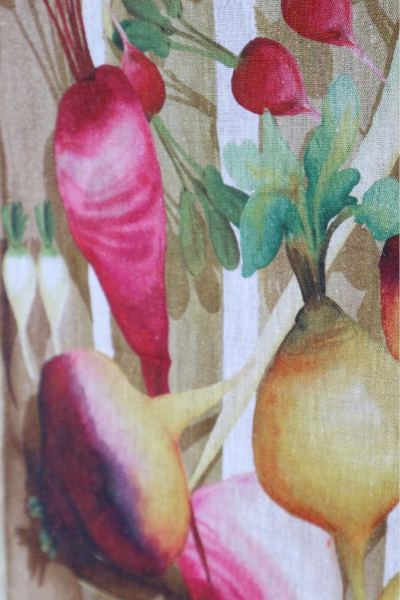 Tessitura Toscana Telerie Potager Potager - Canovaccio in puro lino con ravanelli in cassetta | Tessitura Toscana Telerie