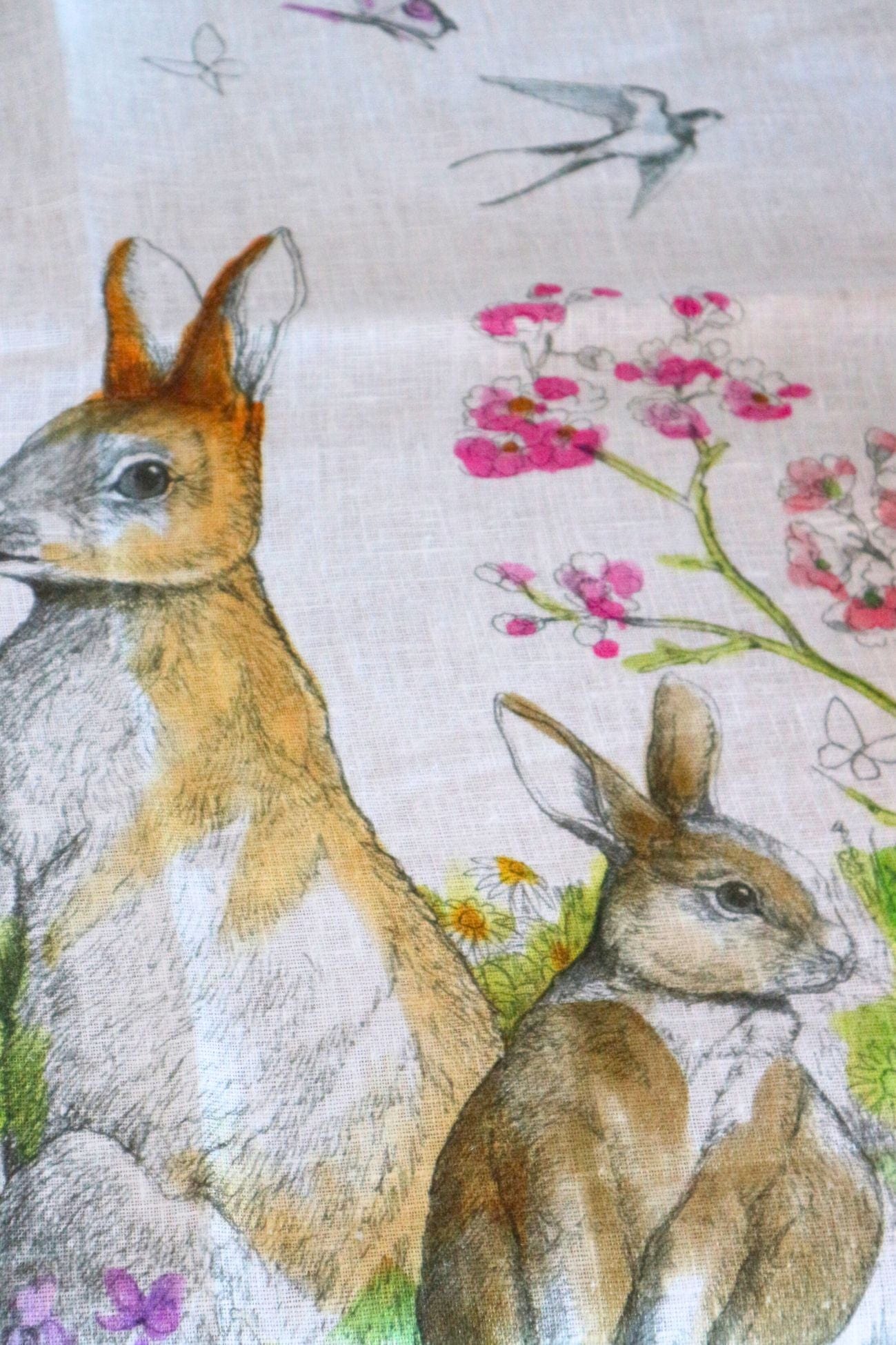 Tessitura Toscana Telerie Remì Remì - Canovaccio in puro lino con coniglietto | Tessitura Toscana Telerie